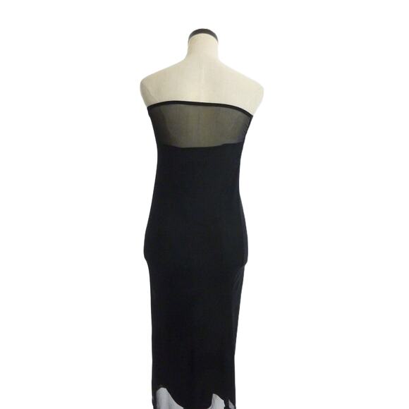 NWT Commense Black Mesh Tube Dress Strapless Nylon Sheer M - Picture 3 of 6